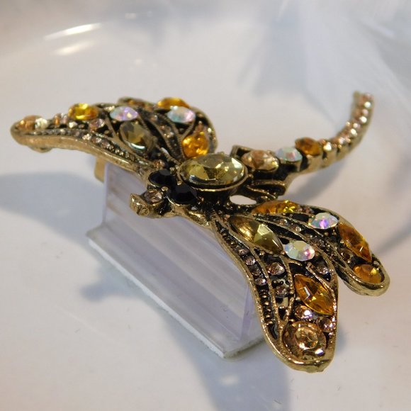 Brooch Dragonfly chunky stones - Picture 4 of 13